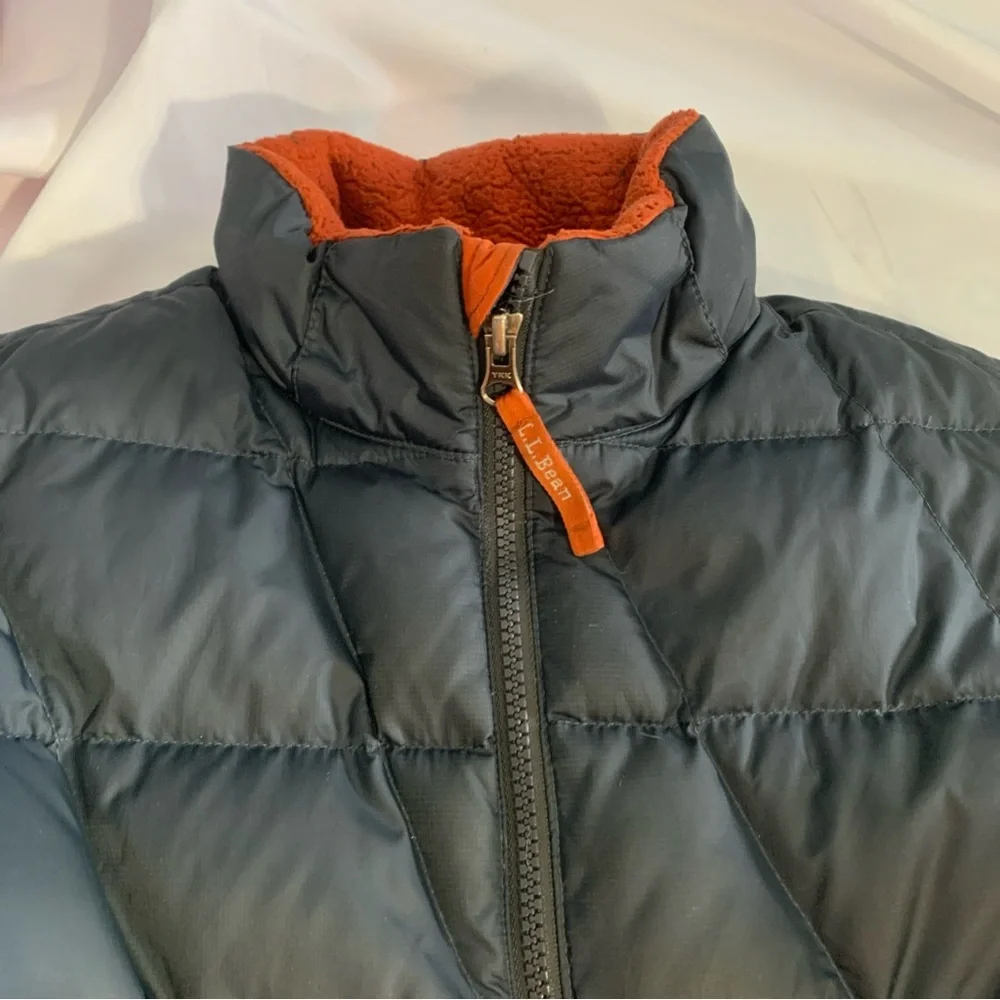 L.L. Bean Downtek Jacket Navy Blue Orange Kids Medium 10-12 Unisex